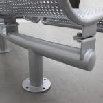 Silver Color Steel 3 Seater Metal Bench , Park Metal Curved Garden Bench With