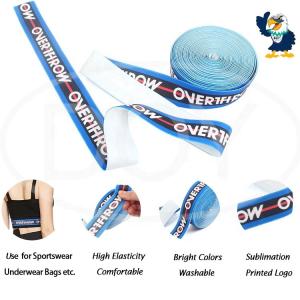 China Niris Lingerie Custom Printed Name Logo Roll Woven Fabric Polyester Bias Elastic Band Tapes for Underwear and Swimwear factory