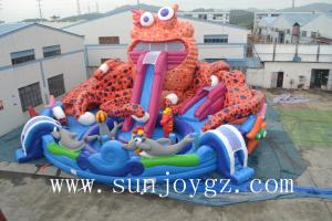 China Octopus Cartoon Shape Kids Inflatable Water Park For Amusement factory