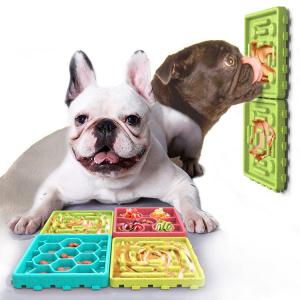 China Interactive Dog Bowls Treat Dispensing 4-pack Slow Feeder Pad Licking Mat Training factory