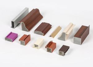 China 0.7mm Wood Grain 6061 Aluminum Extrusion For Kitchen Cabinet factory