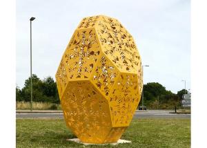 China Huge Yellow Painted Metal Sculpture Stainless Steel Outdoor Public Sculpture factory