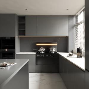 China Hidden Drawer Guide Rail European Matt White Kitchen Furniture Kitchen Cabinets factory