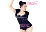 Cap Sleeves jazz dance outfits Black Swan Leotard Fur Mini Jacket For Women
