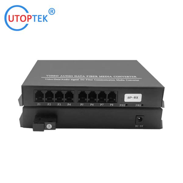 8Ch Telephone to fiber optic converter PCM Voice over fiber Optic Media
