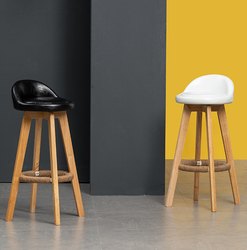 Commercial Furniture Modern High Bar Stool with Solid Wood Frame and Fabric Seat