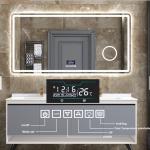 Polished Silver Tempered Glass Bathroom Mirror , Safety LED Bathroom Mirror