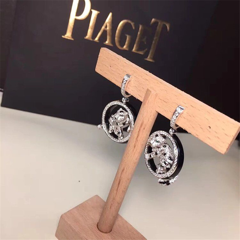 C Earrings full of diamonds leopar white gold yellow gold rose gold diamond earring Jewelry factory in Shenzhen, China