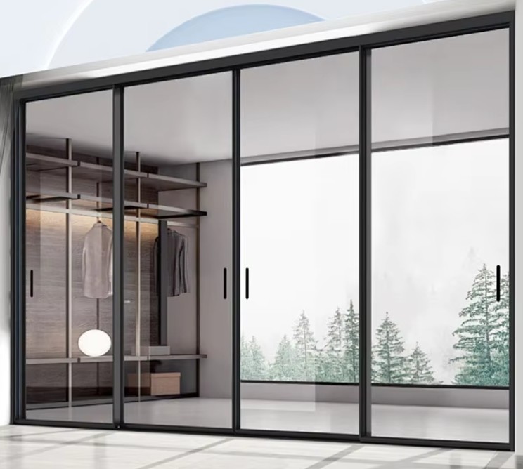 Hurricane Proof Slim Glass Window Soundproof Aluminium Alloy Profiles Glass Sliding Patio Door