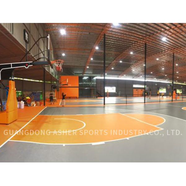 Glue Down SPU Flooring Material Smooth Barrel Texture Volleyball Court Use