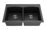 33 Inch Black Double Bowl Top mount/Under mount Granite Composite Sink