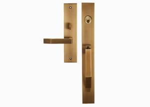 China 450mm 60mm Exterior Door Locks Entry Door Handle Entrance Set Yellow Bronze Surface factory