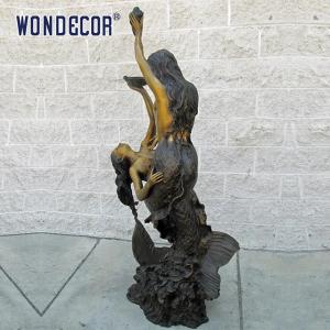 China Customized Life Size Outdoors Garden Decoration Mermaid Bronze Statue factory