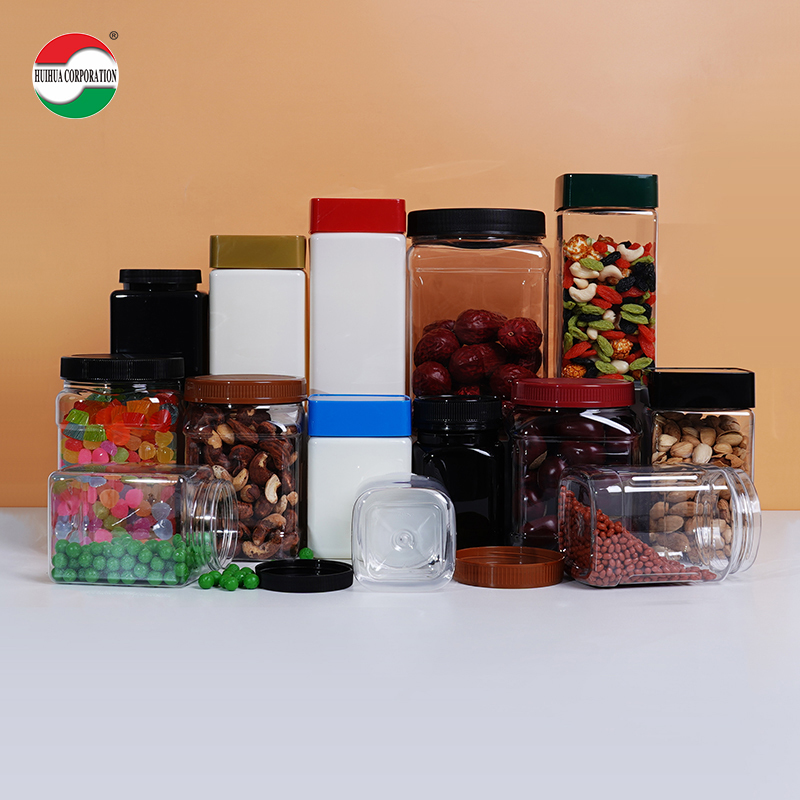 Square Cans Clear Plastic Jars With Lids Screw Top Custom Labels Package Large