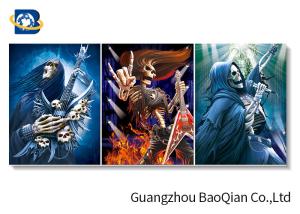 China Amazing Skull 3d Picture With Black Frame , Depth 3d Stereograph Printing factory