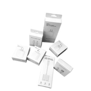 China Foldable C1S Artpaper Data Cable Packaging Box White Coated factory