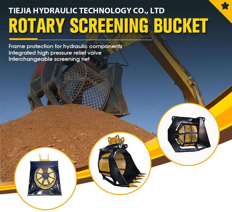 Multi Function Excavator Attachments Rotary Sand Washing Screen Bucket
