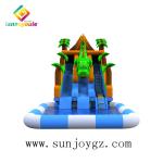 Crocodile Inflatable Water Slide Park With Swimming Pool For Children Outdoor
