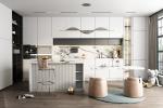 Modern Plywood Kitchen Cupboard Set HPL Fireproof Solid Wood Cabinet