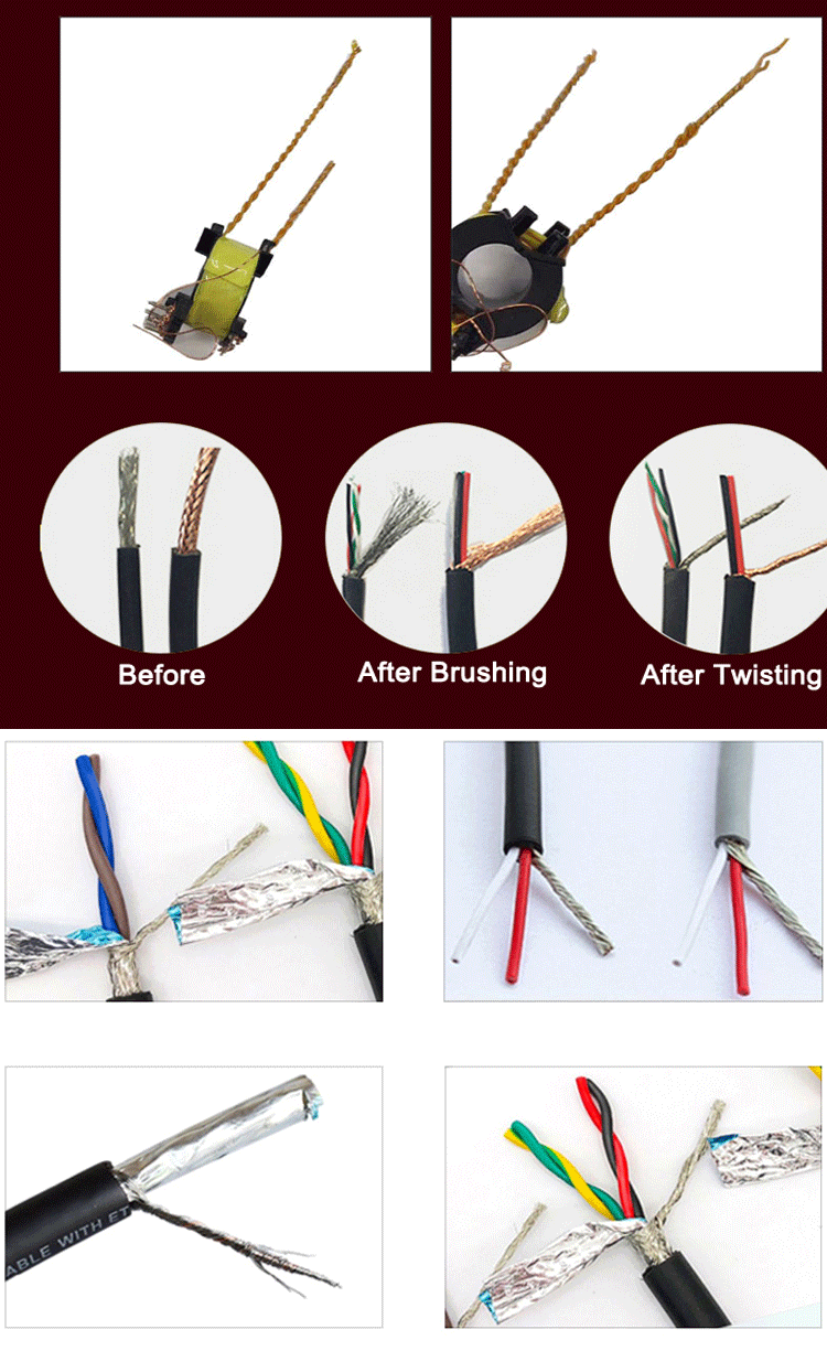 YH-N200 Automatic Shielding Wire Cables Reversing Shielded Wire Brushing Machine Spot