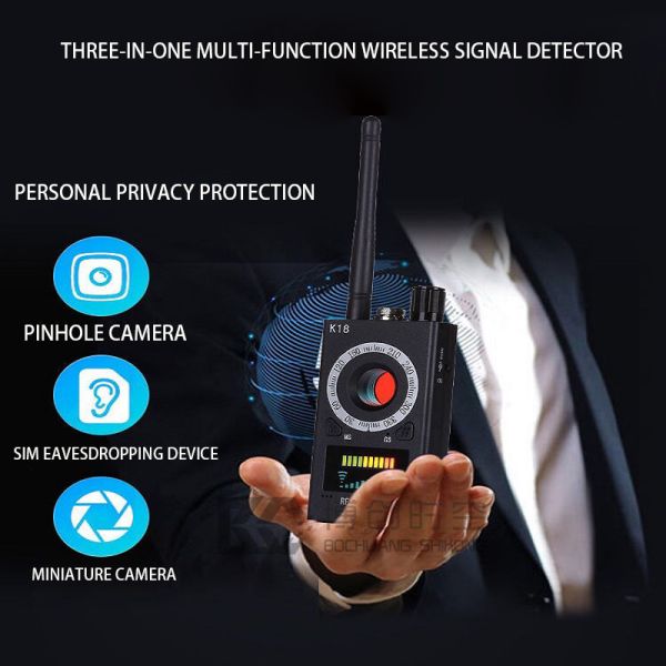Miniature Camera, GPS Locator, Vehicle GPS Signal Finder, Portable Wireless Signal Finder Black K18 1MHZ-6500MHZ detecto