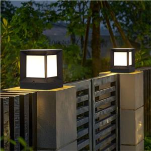 China Aluminum Gate Fence Solar Pillar Light 2W Square IP55 Waterproof factory