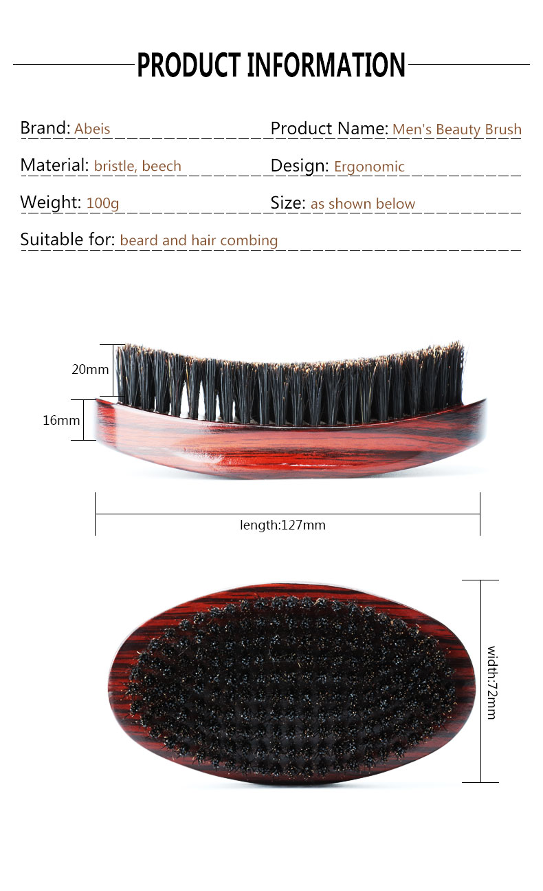 Abeis 360 Wave Brush Customize Woodgrain Color Medium Boar Mixed Nylon Bristle