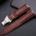 Buckle Watch Band Lizard Pattern Strap Soft Double-button Butterfly Alligator