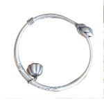 Sterling Silver Bangle Cuff Bracelet Engraved Water Lily Flower Vintage Jewelry