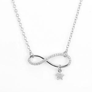 China Round CZ Pendant Necklace 45cm Chain Length Sterling Silver Jewelry Accessory factory