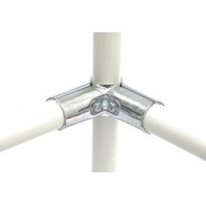 China Thickness 2.3mm HJ-2 Chrome-plated Metal Pipe Connector for OD 28mm Lean Pipe Warehouse Modular System on sale