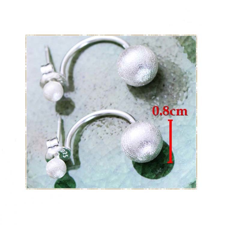 Womens Double Sterling Silver Beads Hoop Earrings (XH051332W)