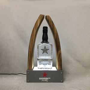 China Single Mutiple Bottles Customized Display Stand Acrylic Wood Led Bottle Glorifier factory
