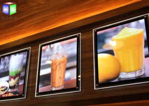 China Fast Food A2 Slim LED Illuminated Menu Boards Crystal Lightbox Wall Mounted factory