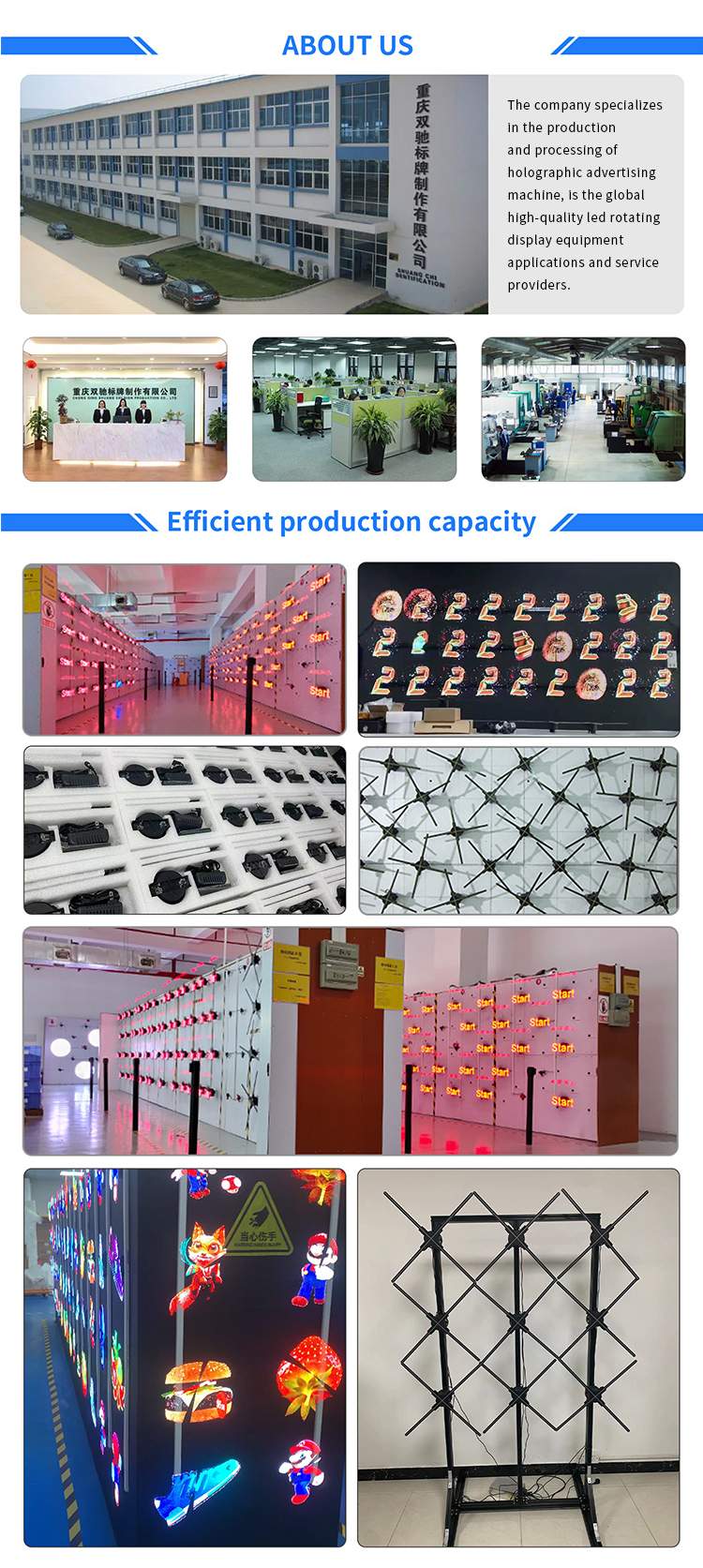 3D Holographic Display Projector 52cm 4 Blades LED Fan Hologram Advertising Display WIFI