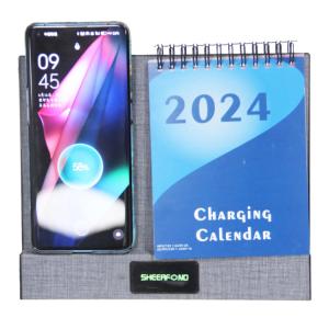 China New Design 2024 Quality Customized Art Logo Pu Leather Funny 365 Day Wireless Charger Calendar factory