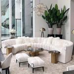 Custom Italian High End Modular Sectional Leather Sofa Fabric MDF Paint Modern