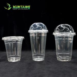 China Milkshakes Compostable PLA Cups , 12oz 117mm Biodegradable Smoothie Cups With Lids factory