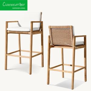 China Outdoor Furniture Garden Chair Teak Furniture Home Patio Bar Chair Rattan Chair Bar Stool Waterproof Sun Protection factory