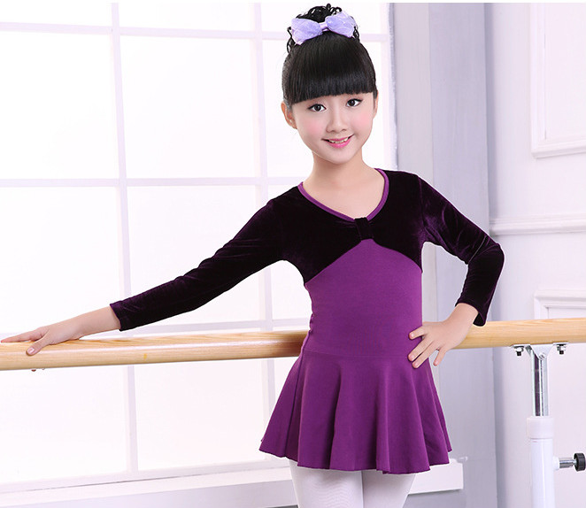 Girl Long Sleeve Cotton Leotard Ballet Dance Female Ballet Gymnastics Dancewear