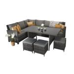 Leisure Outdoor AJUNION 9 Seating PE Rattan Garden Dining Furniture Set with