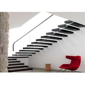 Glass Balustrade Floating Steps Staircase For Residential With Invisible
