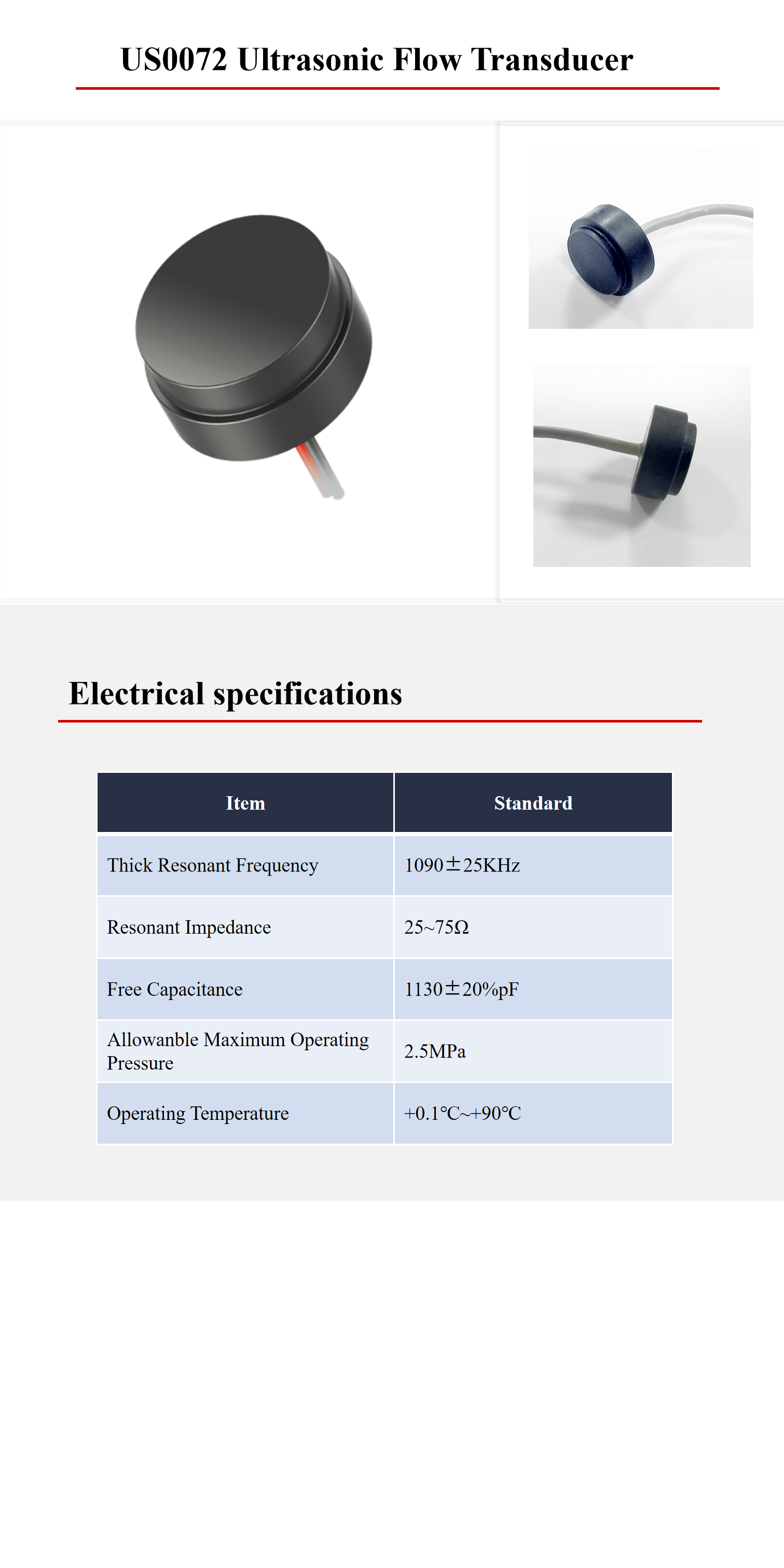 Black Plastic Ultrasonic Flow Transducer 1MHz Flow Sensor Transducer