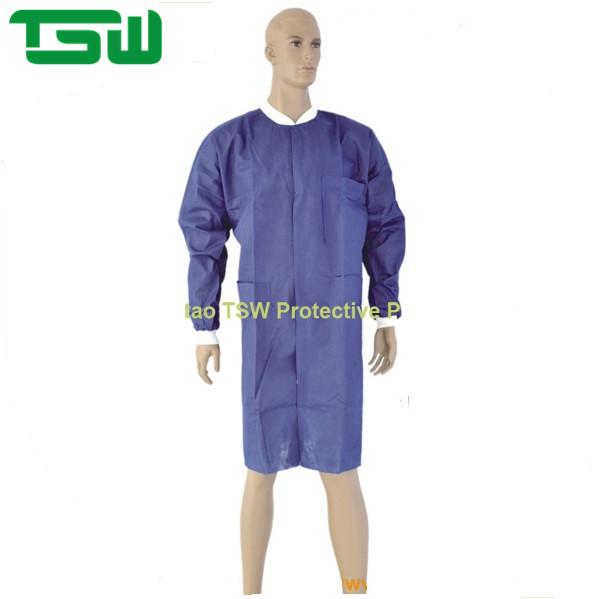 Eco Friendly 75gsm Disposable Nonwoven SMS Lab Coat For single use