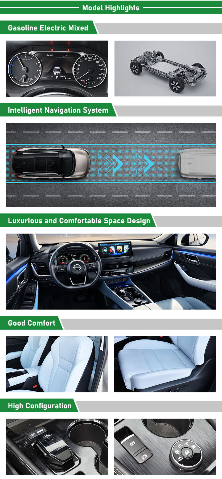 2024 Dongfeng Nissan X-Trail Gasoline Electric Drive SUV Vehicles with Euro VI Emission Standard and Front 4 Rear 4 Radar