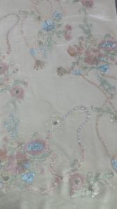China East Culture Leafy Sequin Floral Lace Fabric For Dressmaking Dinner Gowns Shining Fabric factory