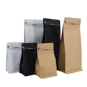 China Custom Logo Stand Up Coffee Bags Kraft Resealable Pouches factory