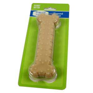 China No Stuffing Durable Pet Toys Grinding Hard Rubber Dog Bone Tooth Grinding Peanut Flavor factory