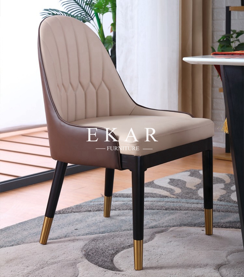 French Italian Style Wooden Modern Leather Dining Chair