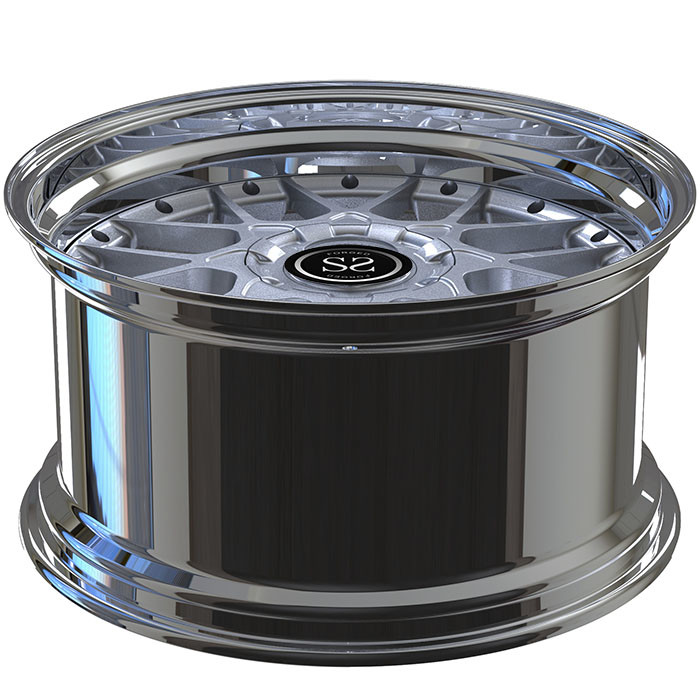 A6061 Aluminum Forged Wheels 2 Piece In Sliver High Gloss Polished For Customized GT car